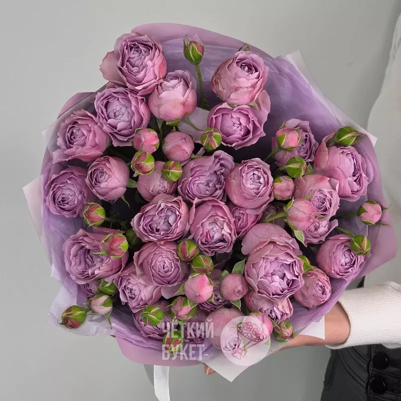 Букет из 9 кустовых пионовидных роз Лавендер баблс  2