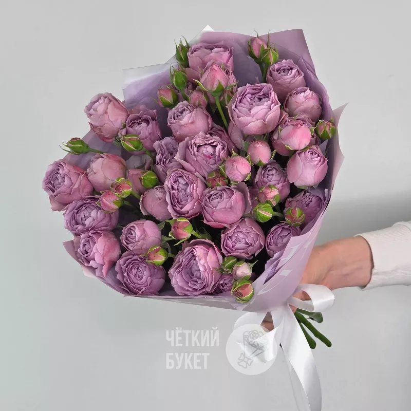 Букет из 9 кустовых пионовидных роз Лавендер баблс  1