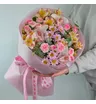 Букет из сантини альстромерий розовых кустовых роз и орхидей 2