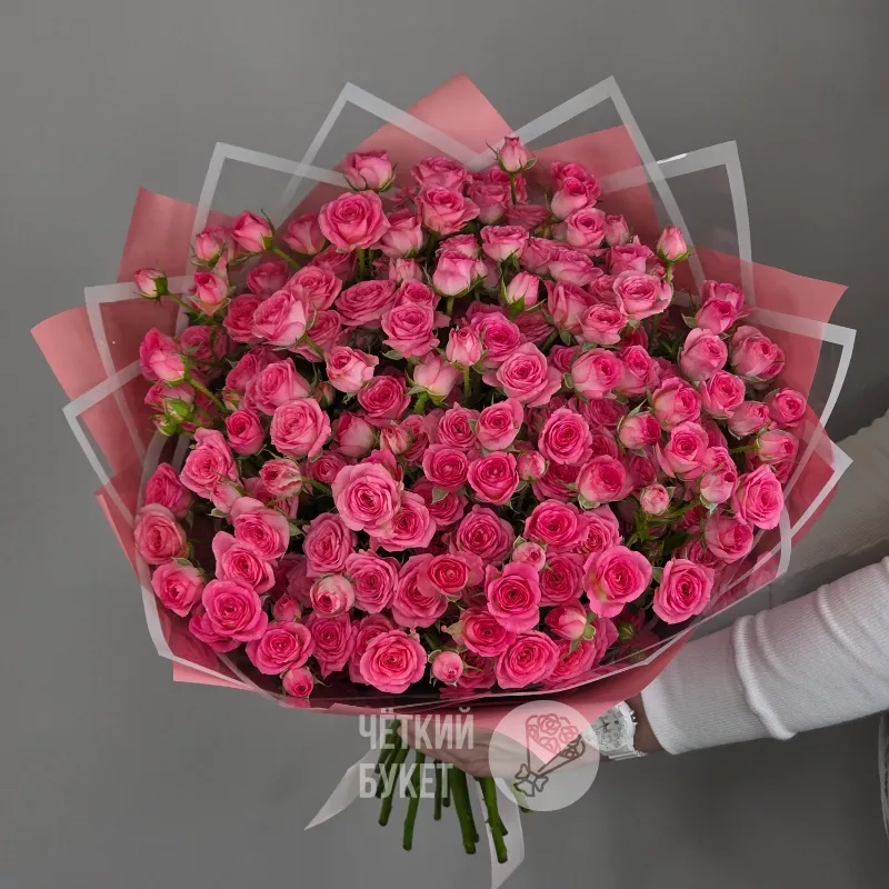 Букет из 25 розовых кустовых роз Пинк Хеопс 2