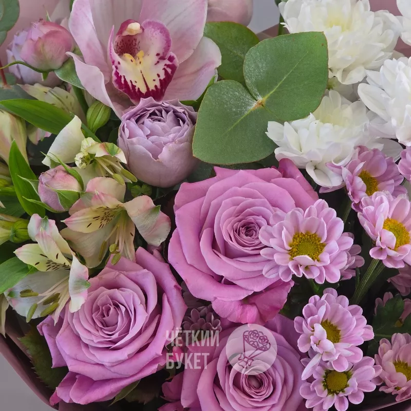 Букет из альстромерий хризантем и орхидеи 3