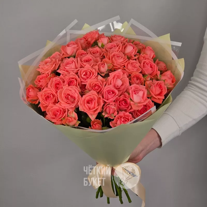 Букет из 15 кустовых коралловых роз Барбадос  2