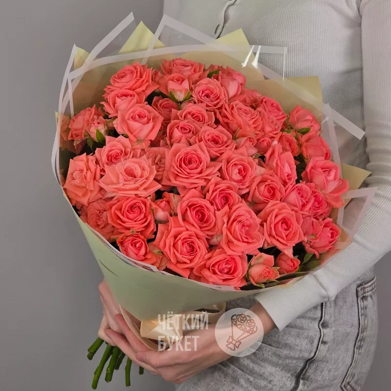 Букет из 15 кустовых коралловых роз Барбадос  1