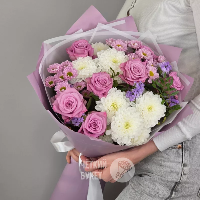 Букет с хризантемами и статицей Прованс 1