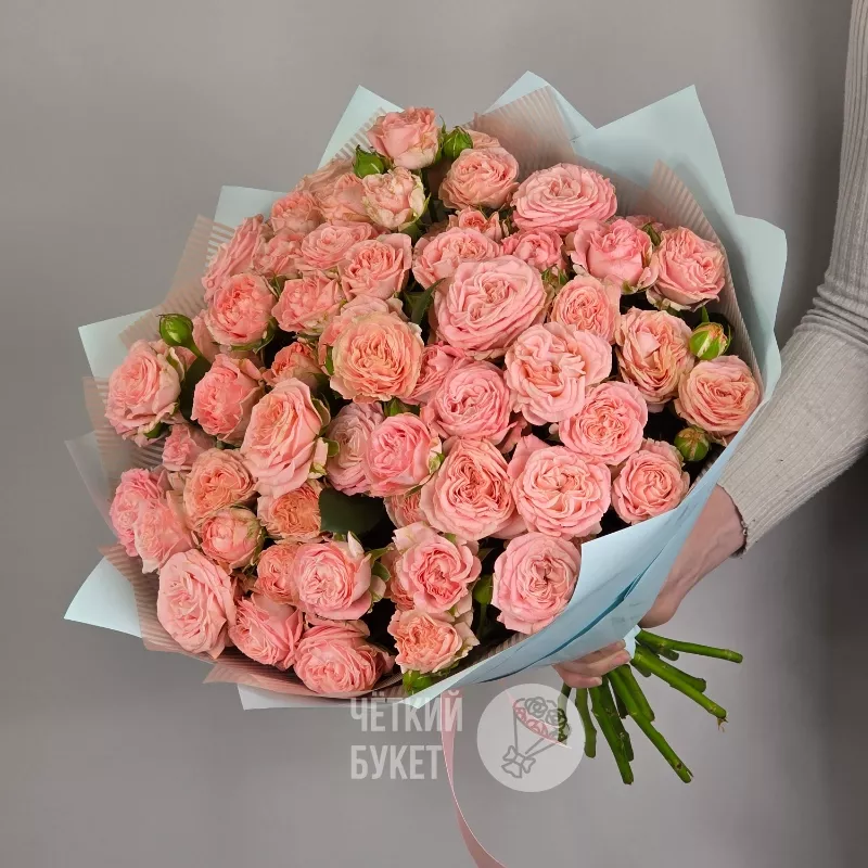 Букет из 15 пионовидных кустовых роз Мадам бомбастик 2