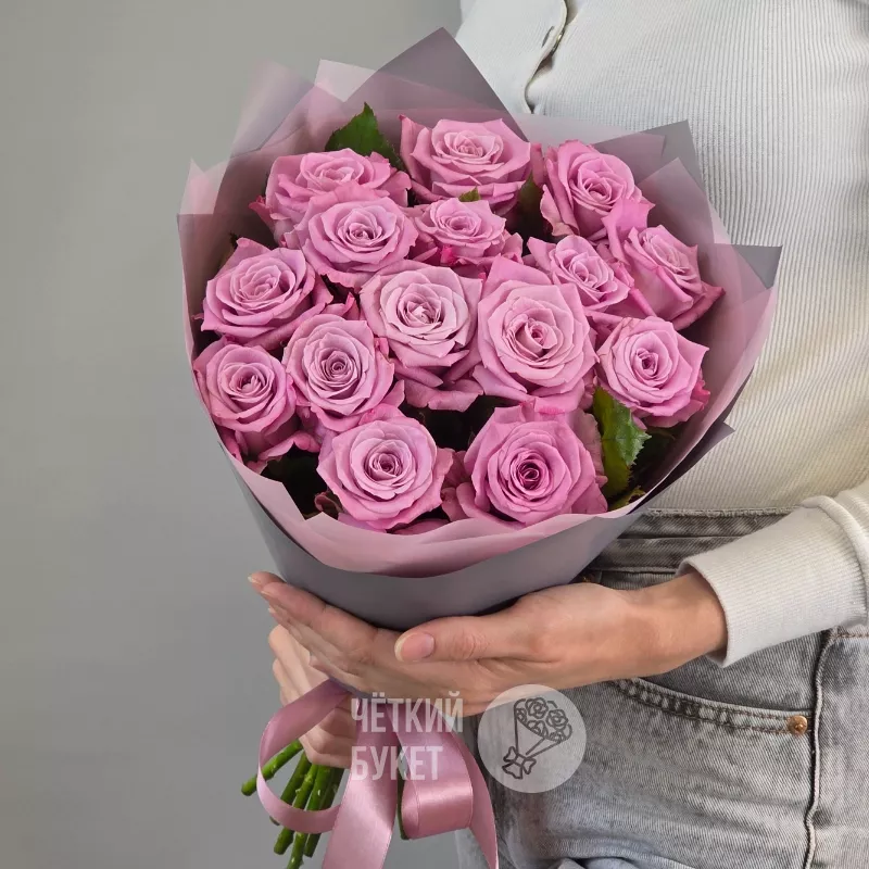 Букет из 15 сиреневых фиолетовых роз Маритим 