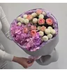 Букет из сиреневой гортензии хризантем Ньютон и кустовых роз Кети 2