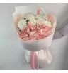 Букет из розовой гортензии и хризантем с лагурусом  1