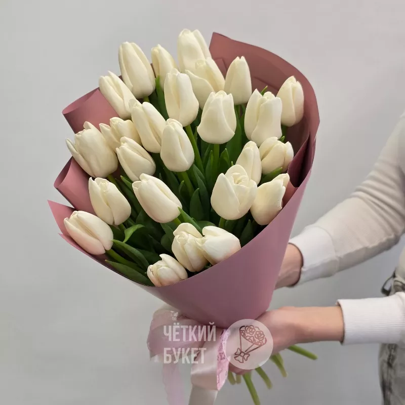 Букет из 25 белых тюльпанов Весна 2