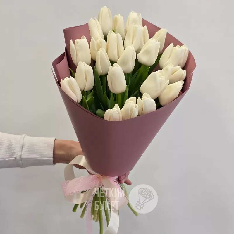 Букет из 25 белых тюльпанов Весна 1