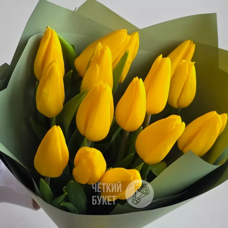 Букет из 15 желтых тюльпанов  3
