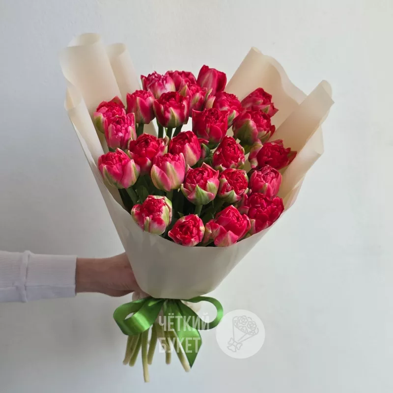 Букет из 25 пионовидных тюльпанов 1