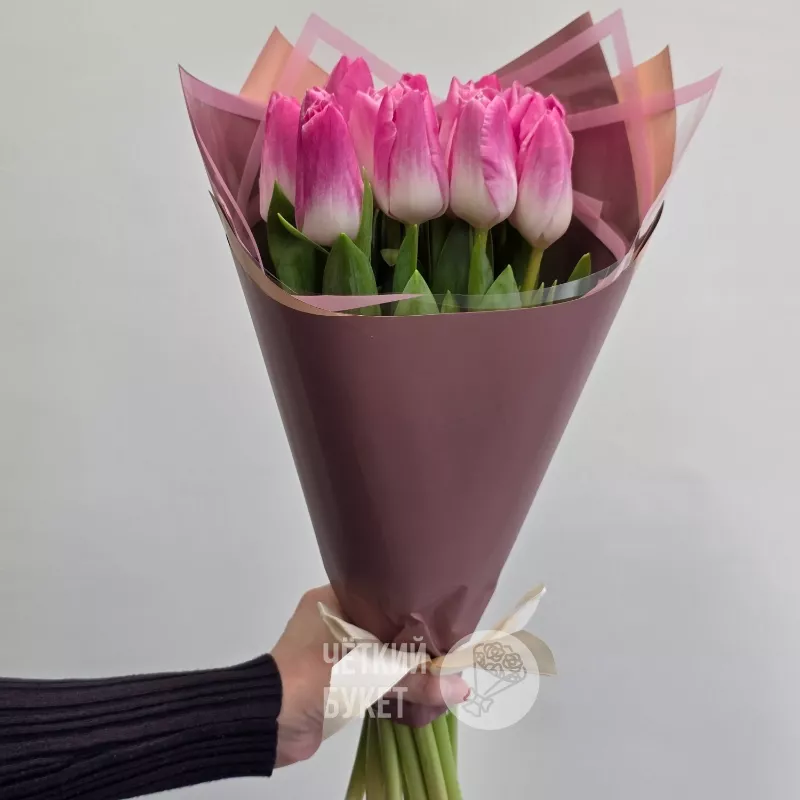 Букет из 15 розовых тюльпанов  3