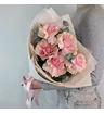 Букет из французских розовых роз с эвкалиптом 1