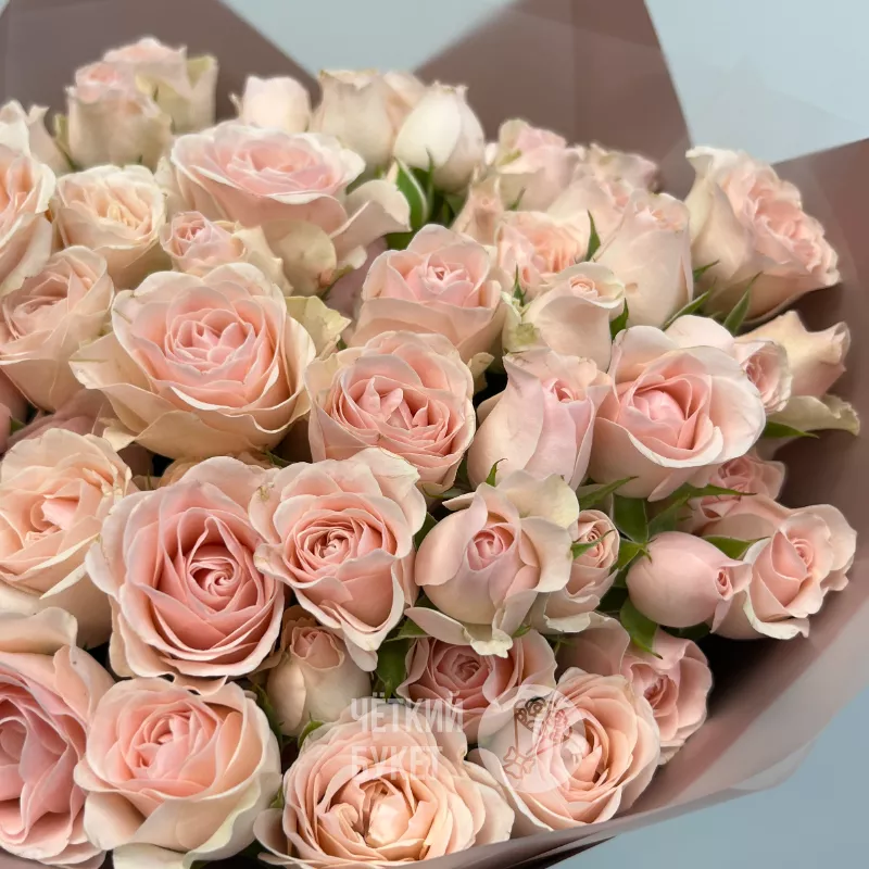 15 кустовых нежно-розовых роз Полина 3