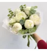 7 белых пионов с эвкалиптом