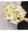 Букет из 9 ромашек с зеленью фисташки