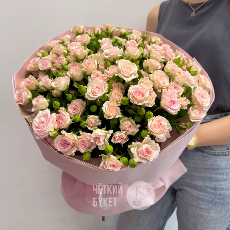 25 нежно-розовых кустовых роз Аэробик